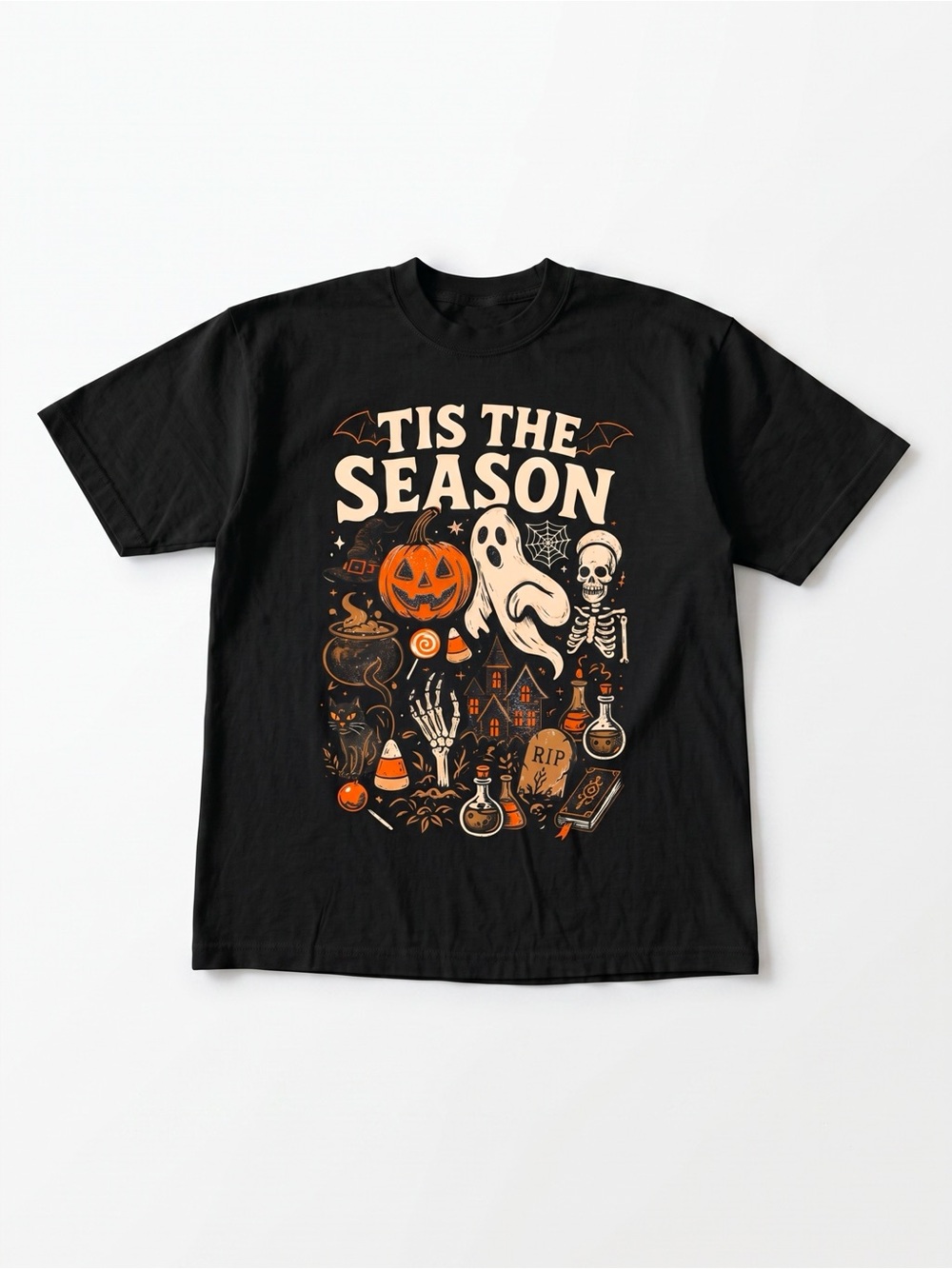 ‘Tis The Season Halloween Unisex Graphic Tee Spooky Retro Black
